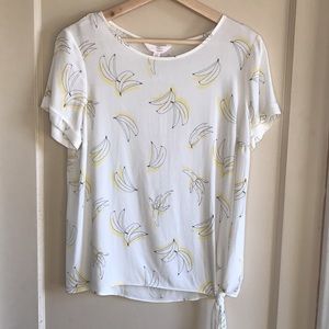 NWT LC Lauren Conrad banana print short sleeve top